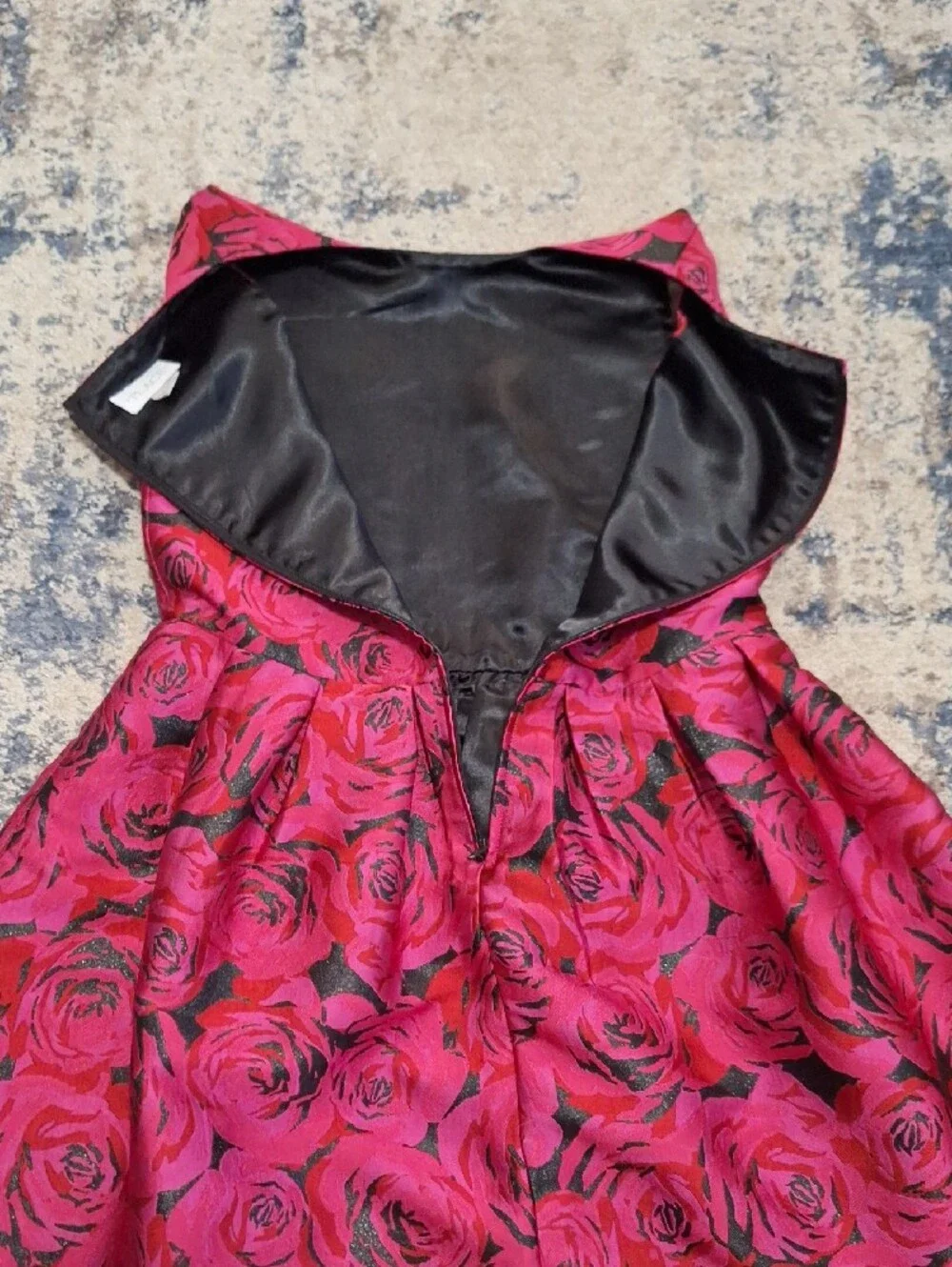 The Children's Place Girls Fuchsia Pink Rose Floral Brocade Party Dress Size 14